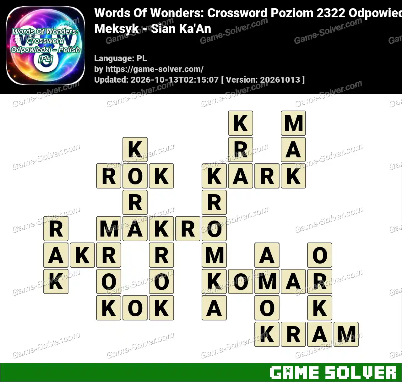Words Of Wonders: Crossword Poziom 2322 Odpowiedzi – Meksyk – Sian Ka’An